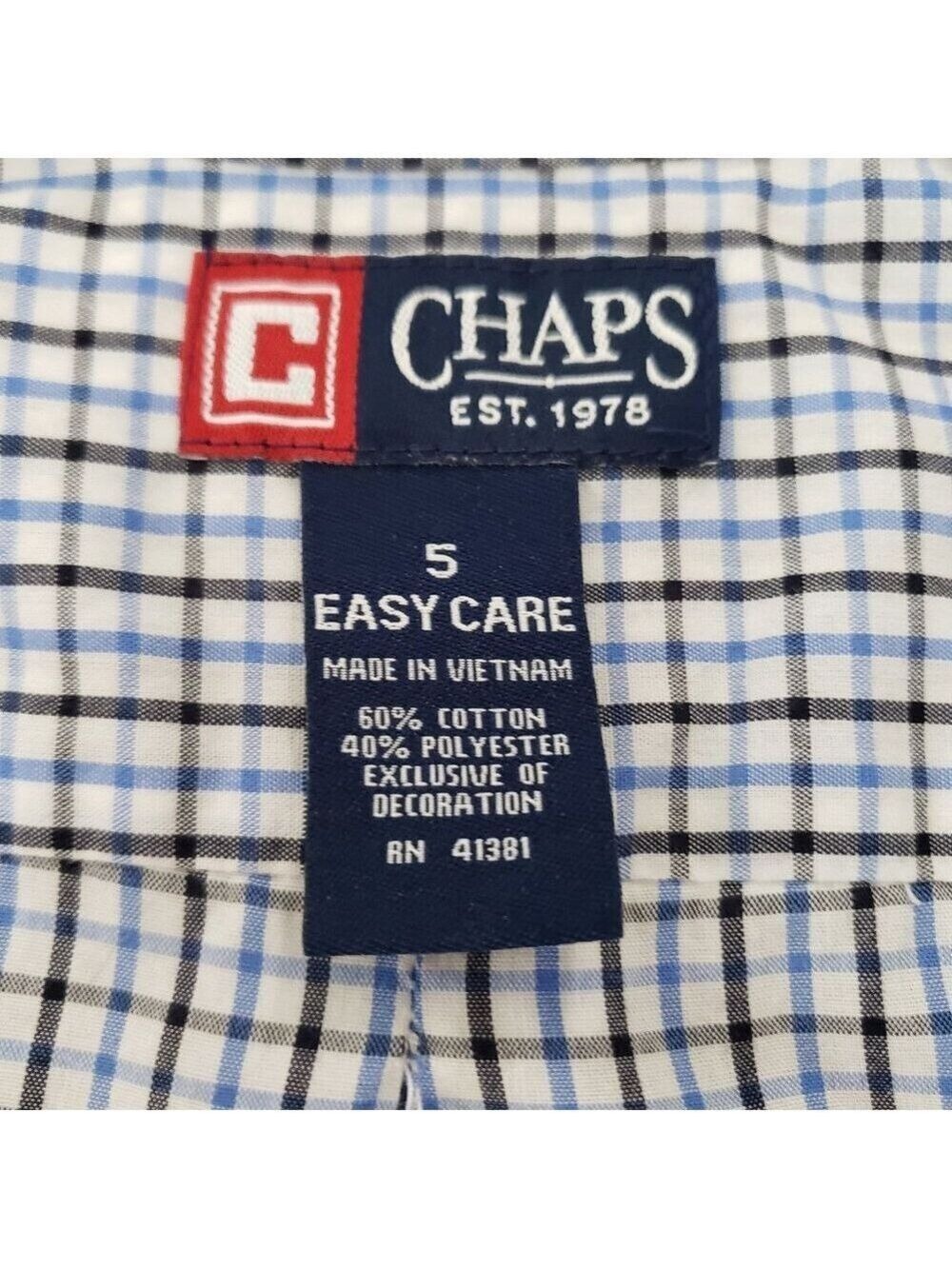 Chaps Boys Small Plaid Shirt Blue Button Down Size 5/6 Long Sleeve - Picture 5 of 7